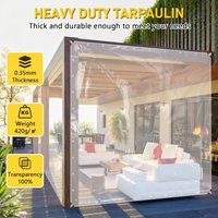 Przezroczysta plandeka PVC 420gsm, wytrzymała, przezroczysta plandeka z nierdzewnymi oczkami, wodoodporna i odporna na rozdarcia osłona na patio, altanę, ścianę boczną, zewnętrzny parawan