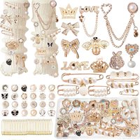 62Pcs Junk Socks Charms Kit, Shoe Charms with Safety Pins and Brooches ,DIY Accessories for Socks Clothes Hats Shoes Scarf Shawl