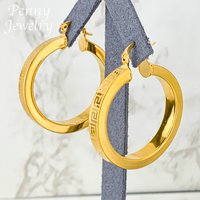 Original Copper Round 18K Gold Plated Hoop Earrings for Women Circle Earring Party Wedding Gifts Italian African Jewelry Sets