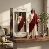 2D Flat Design Of Vintage Jesus Christ Jesus Christ Statue with Open Arms for Religious Performance Christmas Party Cosplay