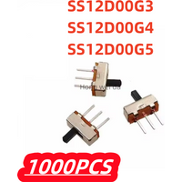 1000Pcs/lot 100% New SS12D00G3 SS12D00G4 SS12D00G5 on-off mini Slide Switch 1P2T Long handle: 3mm 4mm 5mm toggle Switch