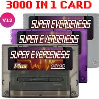 Super EVERGENESIS SNES SFC V12 3000 in 1 Game card with 8G TF Card for Super Famicom 16-Bit JPN/EU/USD Video Game Console