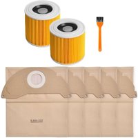 Vacuum Cleaner Bags + Dust Filters For Karcher WD2 MV2 WD 2.200 A2004 A2054, Dust Bags 6.904-322.0, Cartridge Filter 6.414-552.0