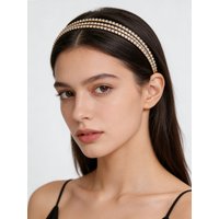 Double-Layered Rhinestone Headband, Light Luxury Style Metal Thin-Edged Headband, Versatile Daily Hair Accessory with Rhinestones