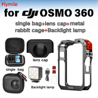 Flymile For DJI Osmo 360 Metal Cage Aluminum Alloy Protective Frame Action Camera Mounting Shell With Cold Shoe & 1/4" Threads E