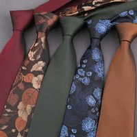 Luxury 8CM Solid Color Floral Neck Ties For Men Trendy Gentlemen Black Wine Red Necktie Wedding Business Party Gift