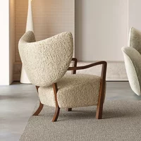 For Antique Designer Woolf Single Sofa Chair French Retro Modern Style Solid Wood Ash for Living Room Bedroom Leisure Office Use
