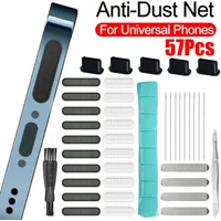 1Set Universal Dust Plug Mobile Phone Speaker Anti Dust Mesh Sticker for IPhone Samsung Huawei Charge Port Cleaning Brush Set