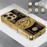 Golden Lion Tempered Glass Phone Case For Samsung Galaxy S25 Ultra S24 S23 Plus S25 FE S23Ultra Middle Eastern Style Cover Cases