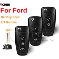 Flip Key Shell Cover For Ford Focus Transit Custom MK8 Cargo Tourneo Custom 2012+ Fiesta 2013 HU101 Remote Key Fob Case Housing