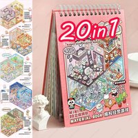 20Pcs 20 in1 Cartoon DIY Landscape Sticker 3D Miniature Collection Book Cabin Scene Stickers Birthday Gift for Kid Child Student