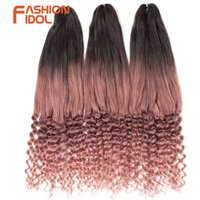 FASHION IDOL 28inch/70cm 3PCS Pre Stretched Tail French Curly Hair Synthetic Ombre Brown Pre-twisted Passion Twists Crochet Hair