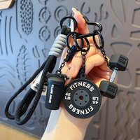 Mini Barbell Plates Keychain with D-shaped Buckle Water Cups Simulation Dumbbells Keyring Creative Bag Charm