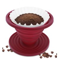 Leeseph Collapsible Pour Over Coffee Dripper for Camp Coffee, Reusable Silicone Coffee Filter Holder for Camping Red