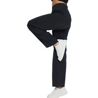 2025 Sophisticated Straight Leg Trousers Women Elastic Waist Slimming Black Daily Office Casual Pants