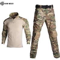 HAN WILD Outdoor Climbing Uniform Camouflage Suit Tactical Shirt Combat Pants Airsoft Paintball Equipment Clothes Plus 8XL