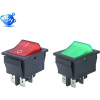 KCD7 Rocker Switch DPST 4 Pin 20A/125V 15A/250V AC Red Green LED Illuminated Waterproof Panel Mount Heavy Duty Toggle Switch