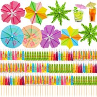 Drink Umbrellas Cocktail Picks Assorted Mini Paper Umbrella Hawaiian Paper Cocktail Picks for Summer Tropical Birthday Party