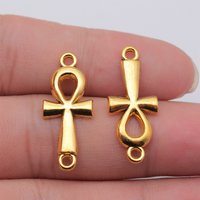 20pcs 12x30mm(0.47x1.18inch) 3 Colors Ancient Egyptian Life Key Ankh Cross Connector Charms Jewelry Making Accessories