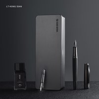 LT Hongdian 6013, schwarzer Metall-Füllfederhalter, Titan, schwarz, für Herren, Business, EF/F/gebogene Spitze, drehbare Stiftkappe, Büro, Geschenk, Tintenstift