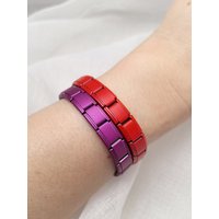 Fashion New Design Color Matte Italian Charm Module Bracelet 9mm Width Elastic Stainless Steel Bangle DIY Men Women's Jewelry