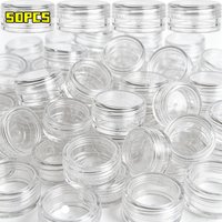 10/50pcs Plastic Cosmetics Makeup Box Transparent Empty Storage Jar Nail Arts Sample Lotion Home Travel Bottle Case Organization
