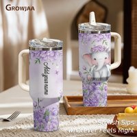 Purple Dream Animal Vacuum Flasks 40oz Vacuum Insulated Travel Mug - Stainless Steel Straw Cup Lid