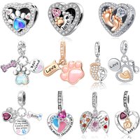925 Sterling Silver Baby Footprint Charm Beads Fit Original Bracelets Bag Keychain Charms Beads Pendant Diy Women Jewelry Gift