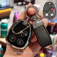 Key Fob Cover for LHJ011 for 2003 2004 2005 2006 Chevy Tahoe Suburban Silverado Avalanche Equinox SSR Keyring Car Keychain