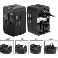 Travel Adapter with Dual USB Port UK to EU Plug Adapter Universal Wall Charger AC Power Converter World for USA EU UK AUS