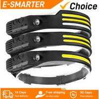 USB Rechargeable Head Torch Induction Headlamp COB LED Sensor Head Lamp Built-in Battery Flashlight 5 Lighting Modes Headlight