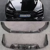 For Audi A6 C8 2019-2023 Carbon Fiber Front Bumper Lip Rear Diffuser Spoiler Trunk Side Skirt Body kit