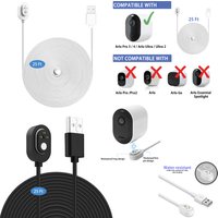 25ft/7.6m Weatherproof Charging Cable for Arlo Ultra/Ultra 2/Pro 3/Pro 4/Go 2/PRO 5S with USB Port Fast Charger