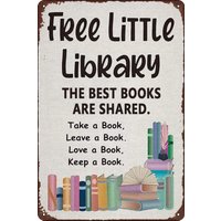 Free Little Library Decor Vintage Tin Sign Aluminium Plaque 12 x 8 Inch,de21sbB68 sign