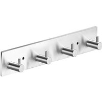 Self Adhesive Stainless Steel Hooks, 4 Hooks Wall Mounted Hanger, Key Rack Towel Hooks for Bathroom, Living Room, Kitchen