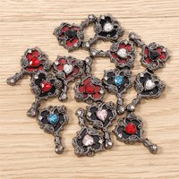 5pcs 17x26mm Cute Crystal Alloy Heart Key Charms Pendants for Making Earrings Necklaces Bracelets DIY Crafts Jewelry Accessories