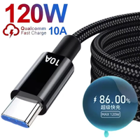 10A Cable 120W Super Fast Charge Cable USB A to Type C Data Cord Knit Cable Quick Data Transfer Cable For Xiaomi Samsung iPhone