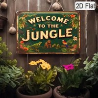 Vintage Metal Tin Sign Welcome To The Jungle Wall Decor Retro Tropical Animal Art