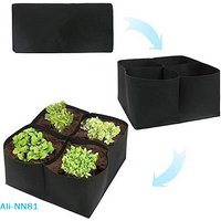 【N】1/2/4/6/8 Holes Black Grow Bag Fabric Raised Garden Bed, Flowers And Vegetables Garden Grow Bags Rectangle Planting Nursery