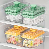 68- Cavity Double-Layer Press Type Ice Cube Tray with Storage Box – Quick-Freeze Ice Maker Kitchen Gadget in Green and Yellow
