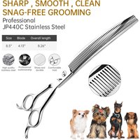 Dog Scissors for Grooming Stainless 8" Professional Pet Scissors Curved Chunker Scissors for Groomer Bend Down Thinning Shears