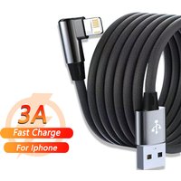 For Gaming Elbow Fast Charger Cable for iPhone 14 8 7 6S Plus 13 12 mini 11 Pro XS Max XR X 90 Degree Braided USB Charging Cable