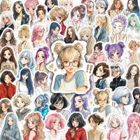 55Pcs Cute Korean Girl Stickers Ins Girls Decals For Phone Laptop Scrapbook Skateboard Guitar DIY Graffiti Aesthetic Stickers