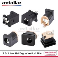 20PCS 5.5*2.1mm 180 Degree Vertical 3Pin 2.1mm 2.0mm DC-012 DC-012A DC-015 DC Power Jack Socket Female Panel Mount Connector