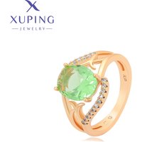 Xuping Jewelry Fashion Charm Copper Alloy New Elegant Green Stone Gold Color Ring for Women Gifts A00916922