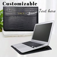 Sacoche pour ordinateur portable en cuir PU motif crocodile personnalisable, pour hommes, 13,3/15,4 pouces, avec support intégré, unisexe