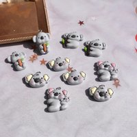 10pcs Cute Bamboo Koala Charms Lovely Resin Simulated Animals Flatback Pendant Diy For Earring Jewelry Making Accessory