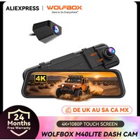 WOLFBOX M40lite Dashcam 4K+1080P 10-Zoll-Rückspiegelkamera Videorekorder Vorder- und Rück-Dashcam