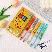 5pcs Pikachu Gel Pen Set Pokemon Ballpoint Pen Cartoon Printing Writing Pen Student Stationery Office Supplies Birthday Toy Gift