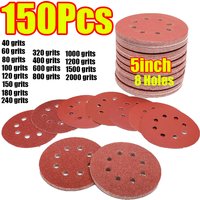 1-150Pcs 125mm 5inch Sanding Discs 8Hole Round Hole Hook Loop Sandpaper 40-2000 Grit Sanding Disc Abrasive Polishing Tools